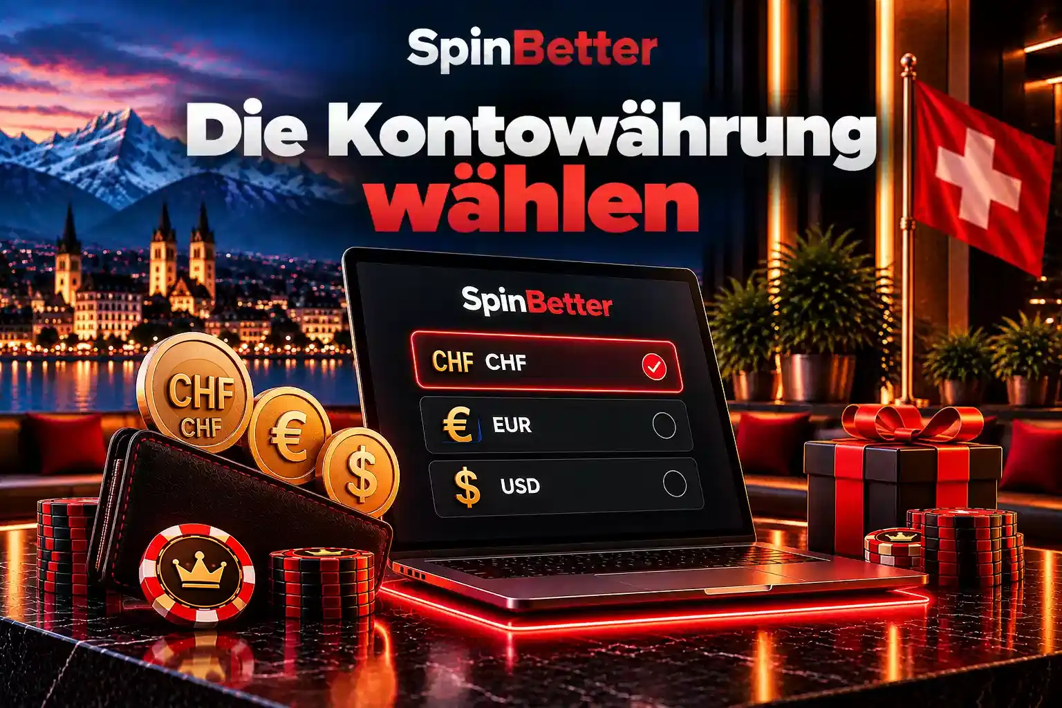 Auswahl der Kontowährung mit CHF, EUR und USD im Anmeldeformular
